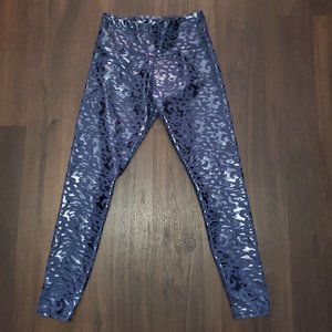 NEW blue embossed leopard print leggings